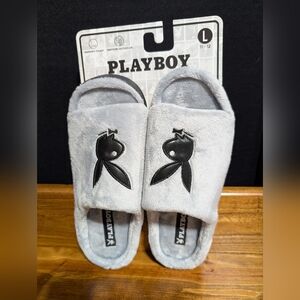 Playboy Gray Memory Foam Indoor Outdoor Slippers Size Large 11-12